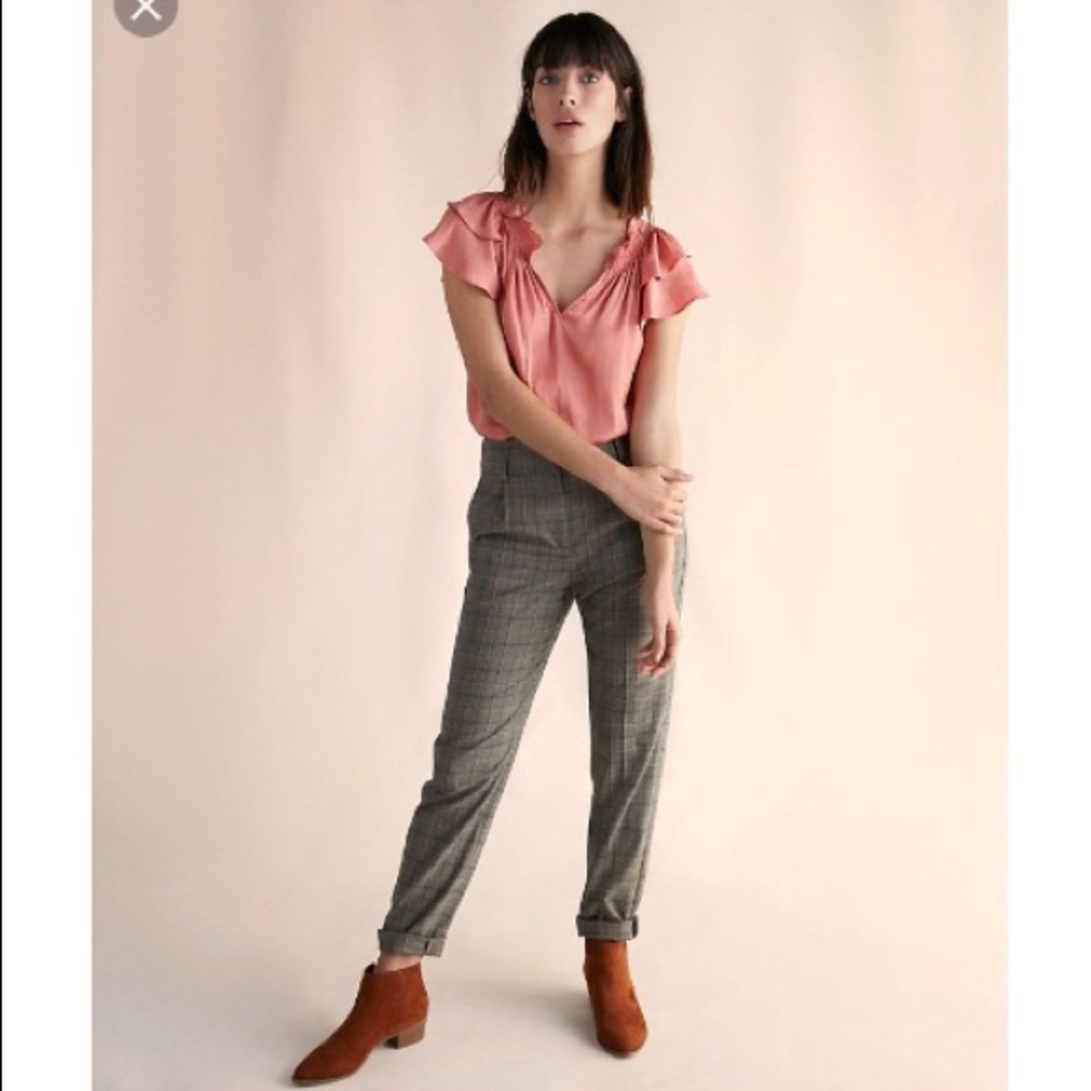 Smocked Satin Ruffle Blouse by Express